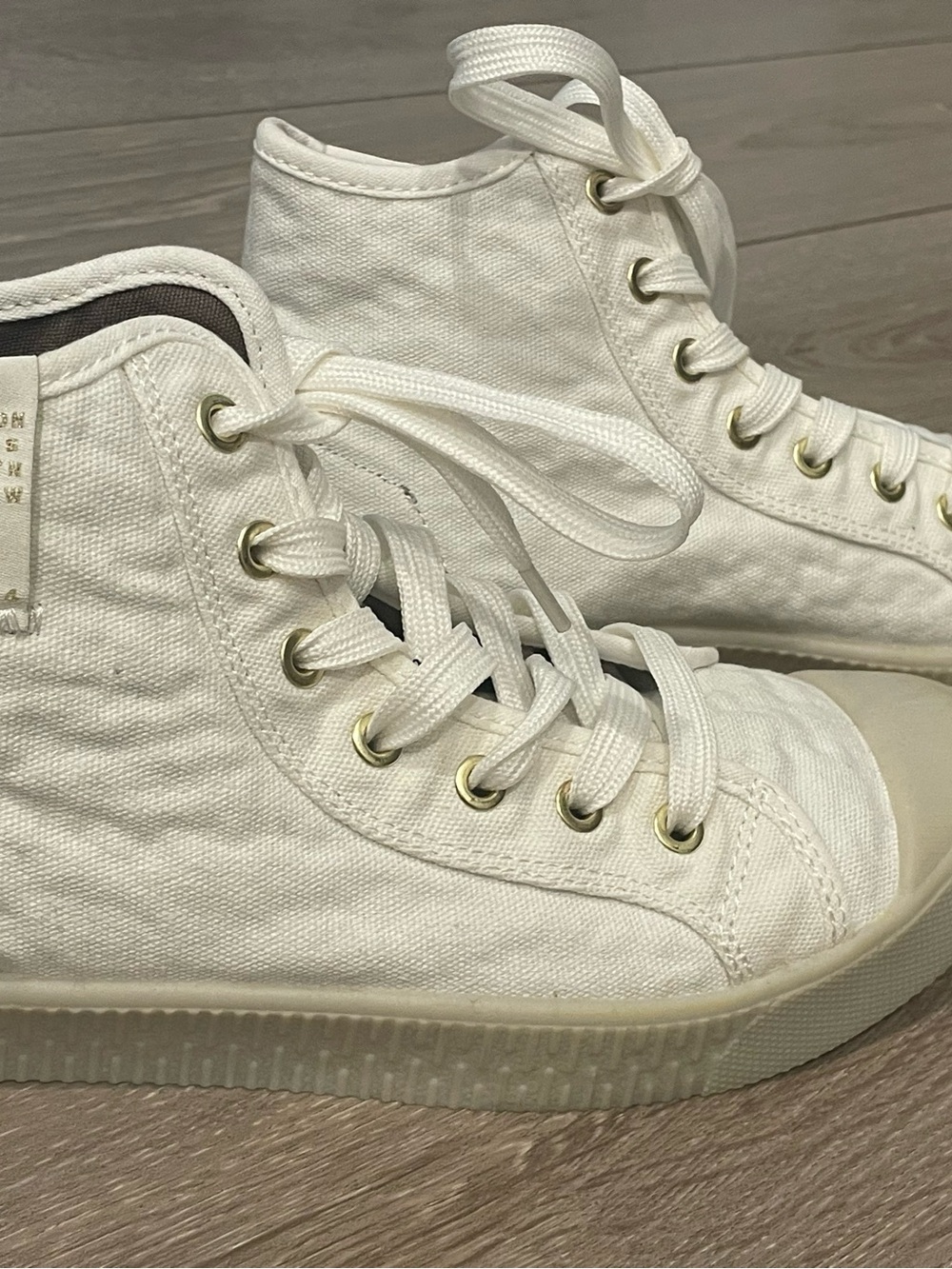 AllSaints Off-White Canvas High-Top Sneakers - Picture 2 of 5